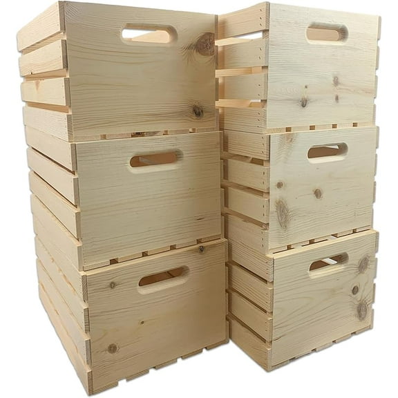 Large Wooden Pine Crate for Storage and Decoration at Home, Office, Kitchen, Bedroom, and Retail