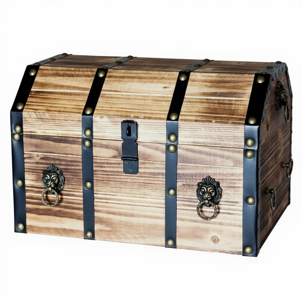 Walmart Large Wooden Storage Treasure Chest with Lion Rings