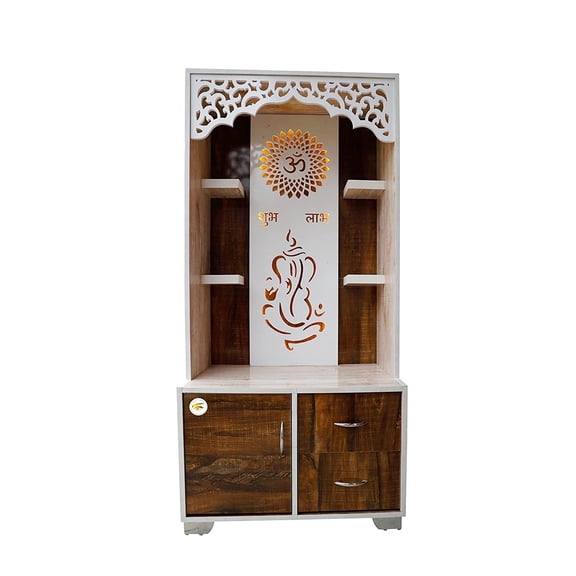 Large Wooden Pooja Temple with LED Light for Home and Office| Pooja Chowki / Puja Mandir |Wall Hanging /Table Top Home Mandir