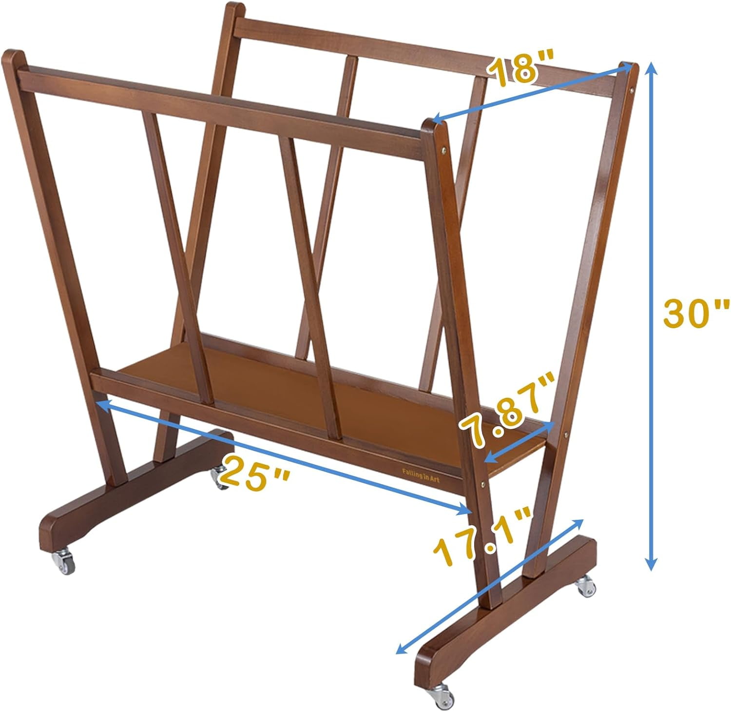 Large Wooden Print Rack with Rolling Casters, Art Storage for Canvas ...