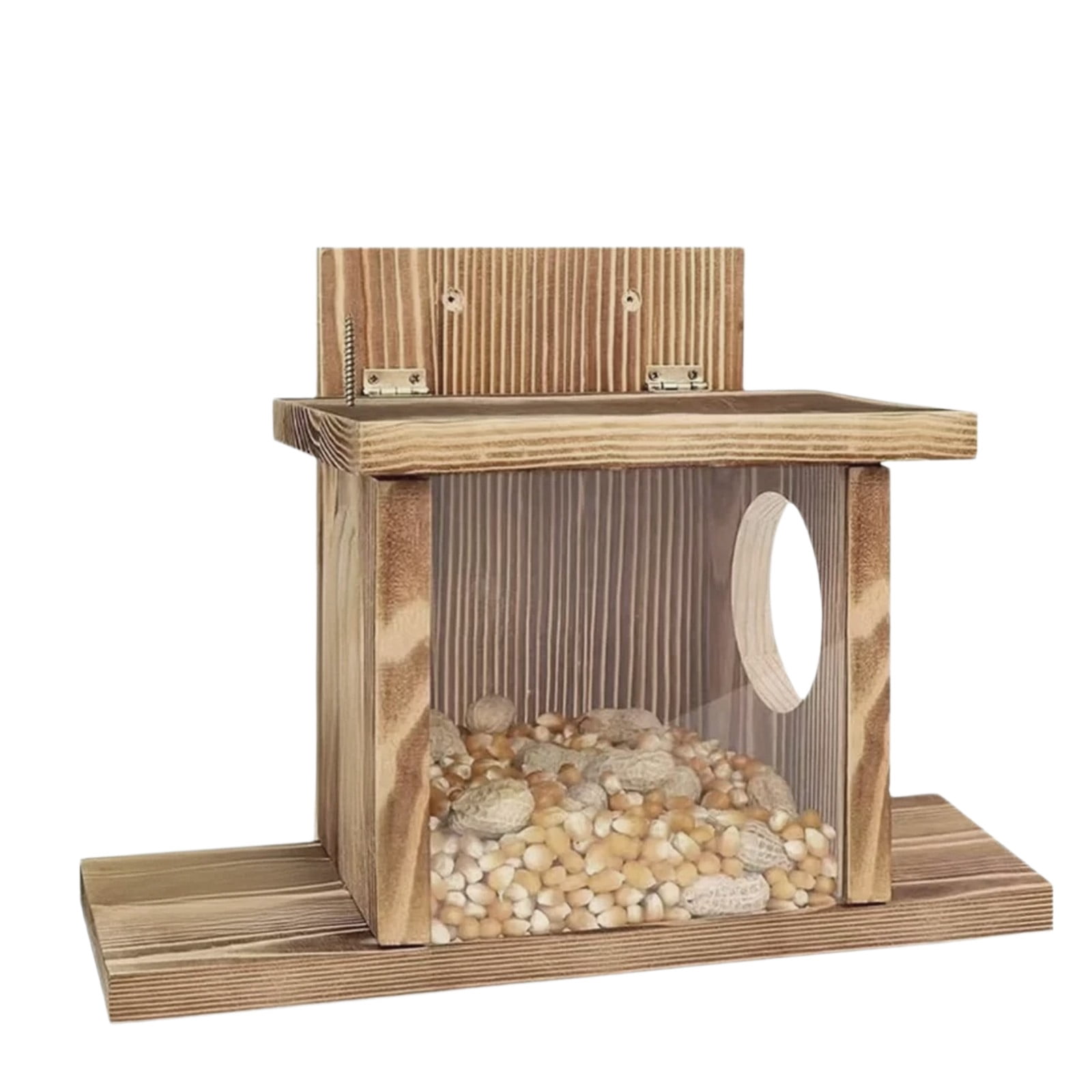Large Wooden Squirrel Feeders Bird Feeders for Outside, Wooden Handicrafts of Squirrel Feeders for Outdoor Courtyard Decoration, Garden Yard Decor (1Pc)