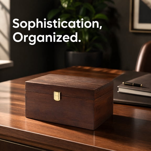 Large Wooden Storage Box with Hinged Lid, Chocolate Brown Memory & Keepsake Organizer