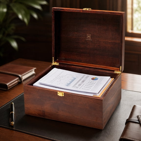 Large Wooden Storage Box with Hinged Lid, Chocolate Brown Memory & Keepsake Organizer