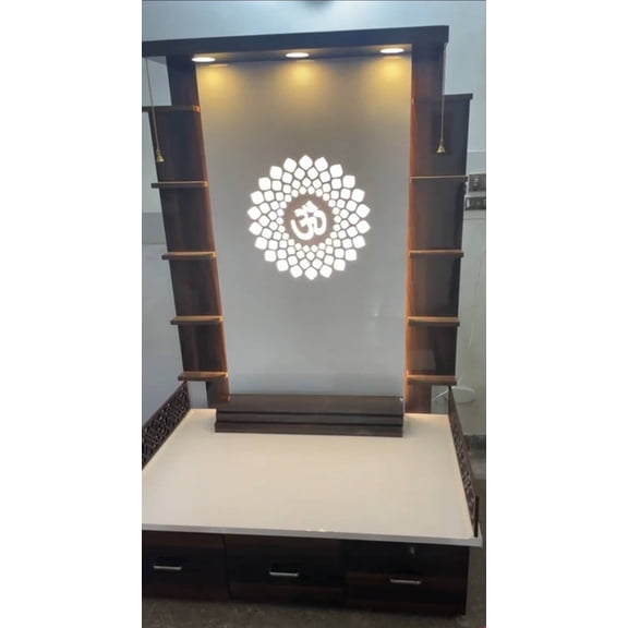 Large Wooden Temple For Home | Mandir With Drawer Cabinets | Mandir With LED Lights | Customized Puja Mandir For Hone And Office 60X34X18