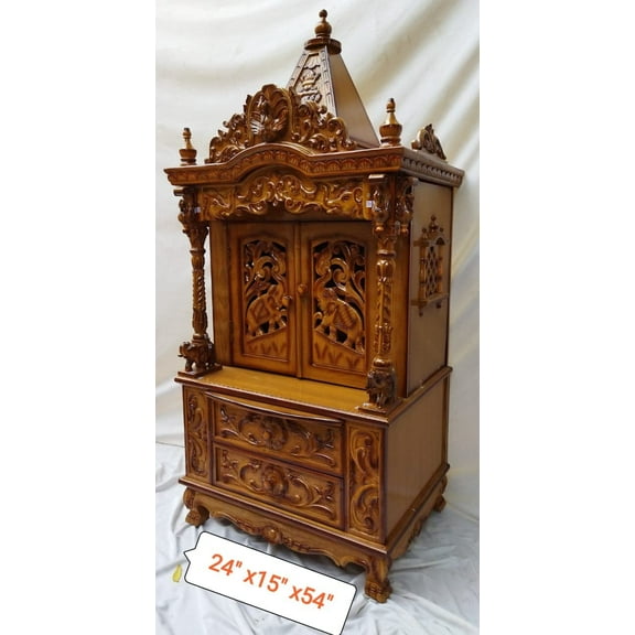 Large Wooden Temple for Home, Indian Home Temple, Traditional Temple, Handcrafted Temple, Decorated Temple, Pooja Mandir, Handmade Temple, Home Mandir, Pooja Ghar, Puja Mandap - AtoZ India Cart