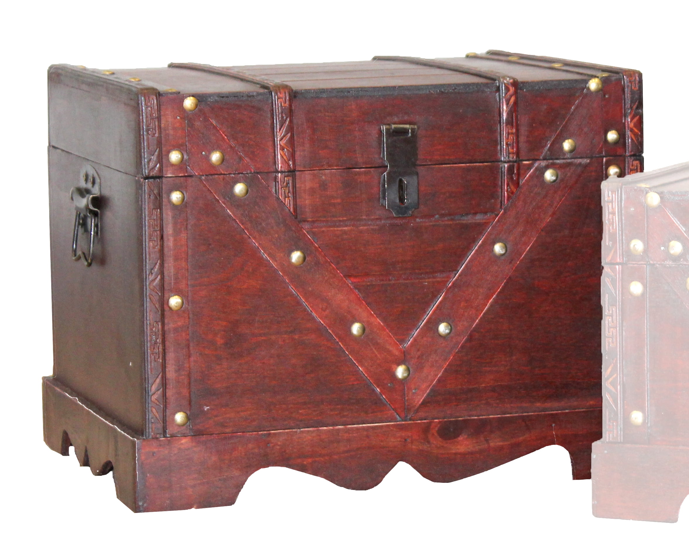 Large Wooden Treasure Box, Old Style Decorative Treasure Chest with