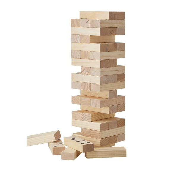Large Wooden Tumbling Tower Game Set-54 Pine Blocks with Carry Bag&Scoreboard for Family Fun,Indoor or Outdoor Stacking Block Game
