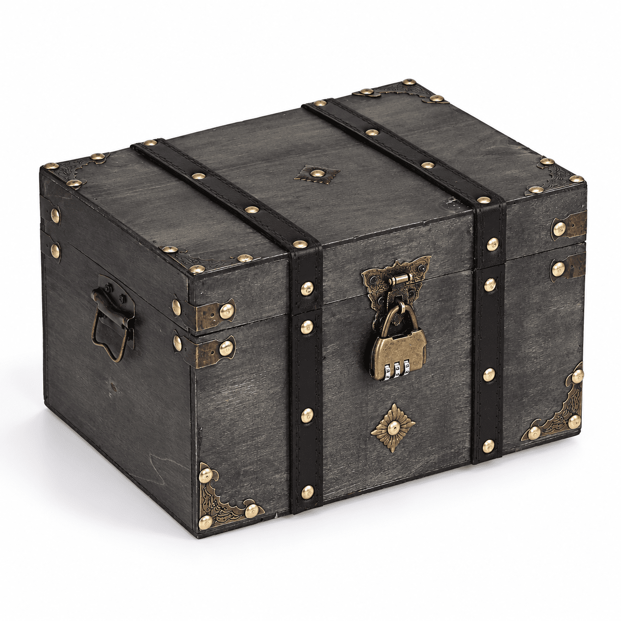 Large Wooden Vintage Treasure Chest with Lock Decorative Storage Box ...