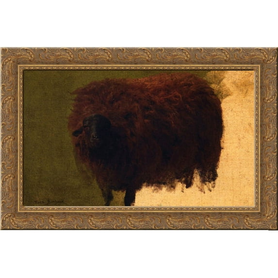 Large Wooly Sheep (also known as Wether) 24x18 Gold Ornate Wood Framed Canvas Art by Rosa Bonheur