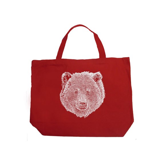 Large Word Art Tote Bag - Bear Face