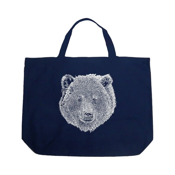 Large Word Art Tote Bag - Bear Face