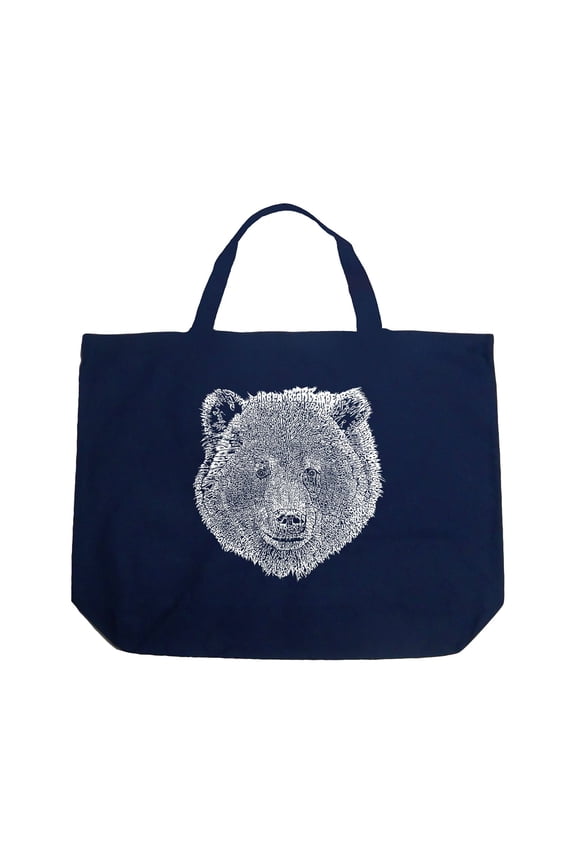 Large Word Art Tote Bag - Bear Face