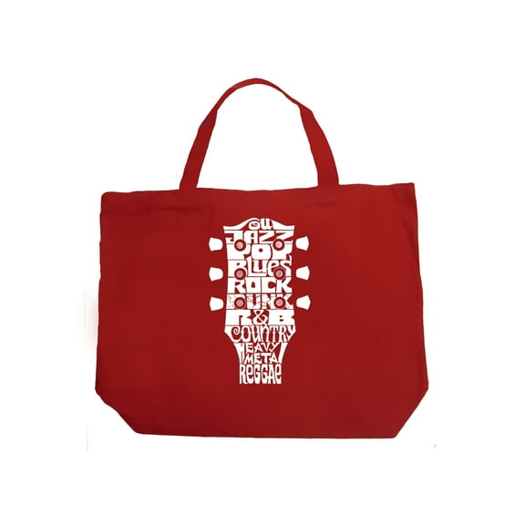Large Word Art Tote Bag - Guitar Head Music Genres