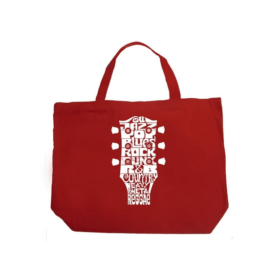 Large Word Art Tote Bag - Guitar Head Music Genres