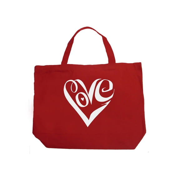 Large Word Art Tote Bag - Script Love Heart