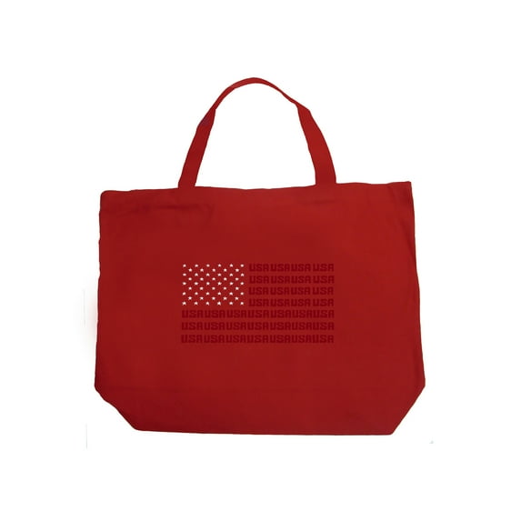 Large Word Art Tote Bag - USA Flag