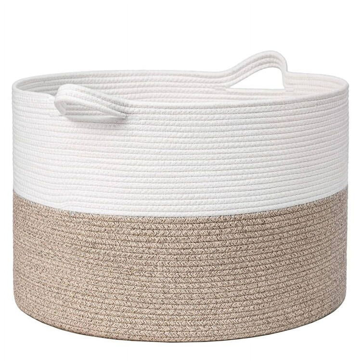 Large Woven Basket With Handles, TINANA Storage Basket for Organizing, Dog Toy Bin, Laundry Basket, Shoe Baske, Blanket Basket for Living Room, Bedroom, Laundry, Nursery