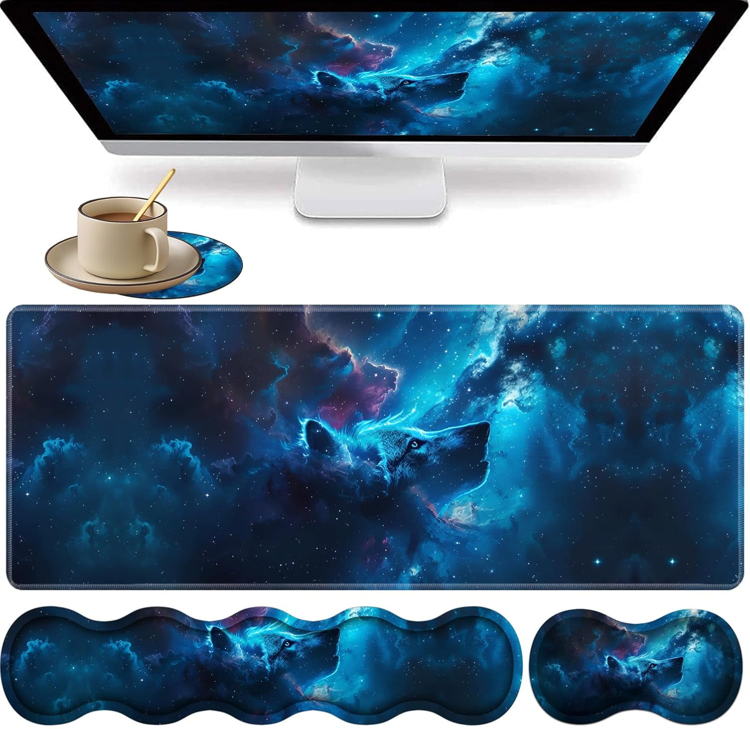 Large XXL Gaming Desk Mat 31.5"x 11.8", Ergonomic Keyboard Wrist Rest ...