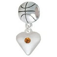 thumbnail image 1 of Large Yellow Birthday Crystal Heart - Basketball Charm Bead, 1 of 1