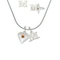 thumbnail image 1 of Large Yellow Birthday Crystal Heart - M Initial Charm Necklace and Stud Earrings Jewelry Set, 1 of 1