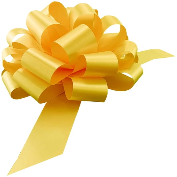 Large Yellow Ribbon Pull Bows - 9" Wide, Set of 6, Easter, Support Our Troops Ribbons, Fall, Christmas, Gift Bows