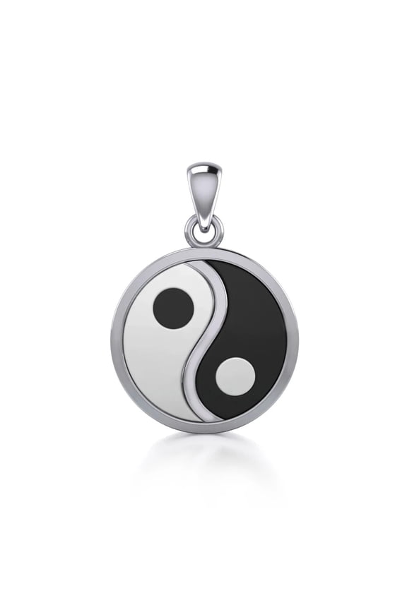 Large Yin Yang 925 Sterling Silver Pendant Spiritual Harmony Balance Jewelry