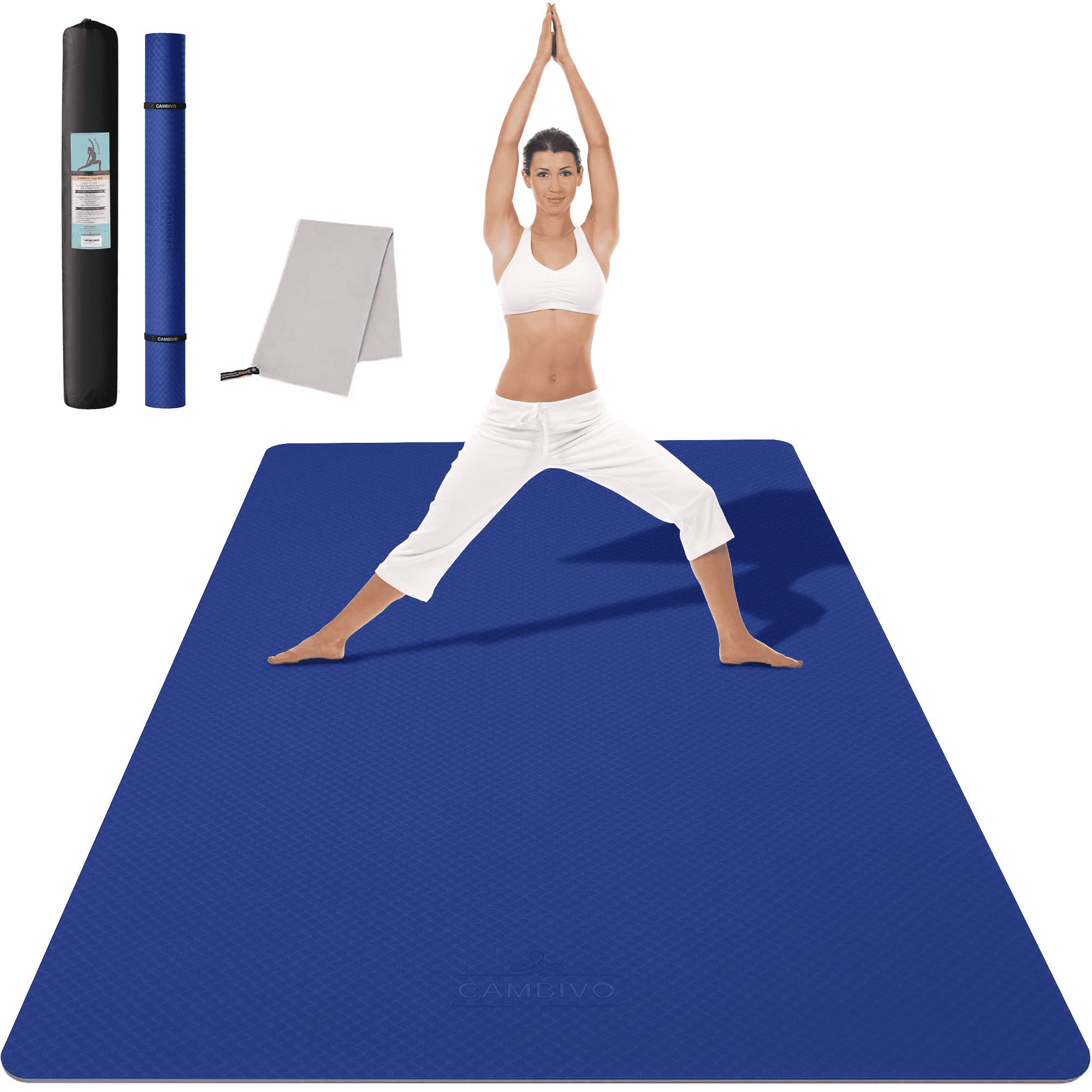 CAMBIVO Yoga Mat 6mm, 6'x 4' Extra Wide Workout Mat for Men Women, Large  Exercise Mats for Home Workout, Pilates, Black 
