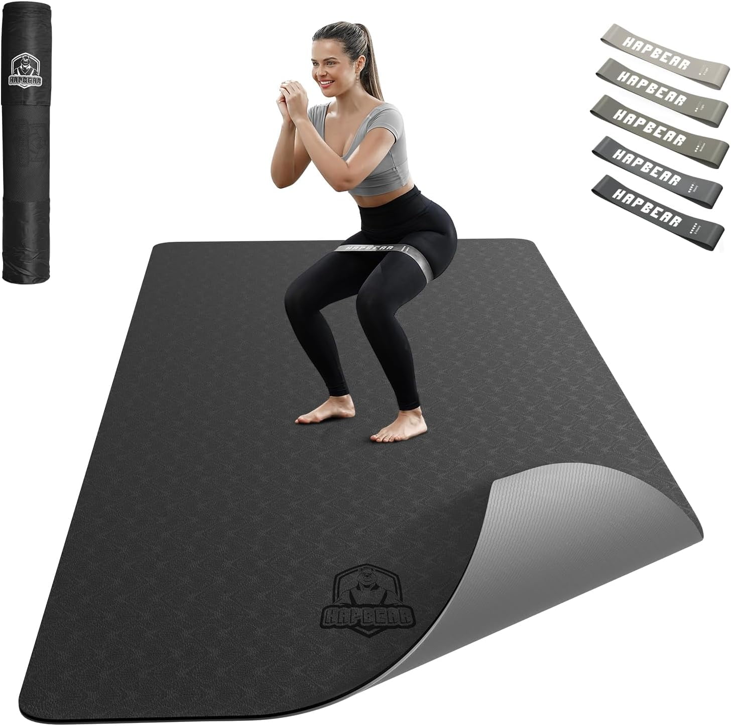 Large Yoga Mat - 72"x36"x6mm (1/4 inch), Extra Wide Non-Slip Exercise for Home Workout, Yoga, Pilates & Stretching, Durable Eco-Friendly, Includes Bonus Resistance Bands Carry Bag
