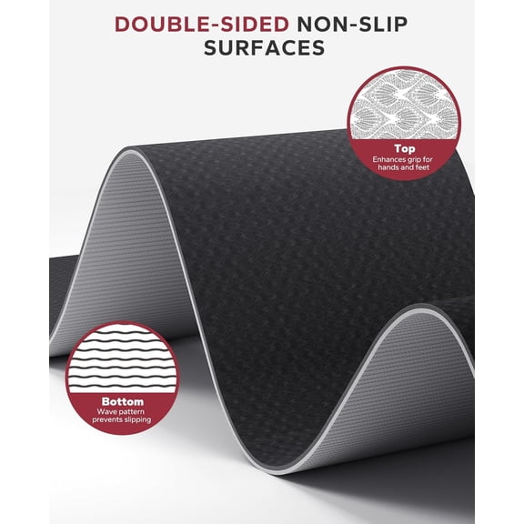 Large Yoga Mat 72"x36"x6mm, Extra Wide Non-Slip Exercise Mat for Home Workout, Yoga, Pilates & Stretching, Durable Eco-Friendly Mat with Bonus Resistance Bands & Carry Bag