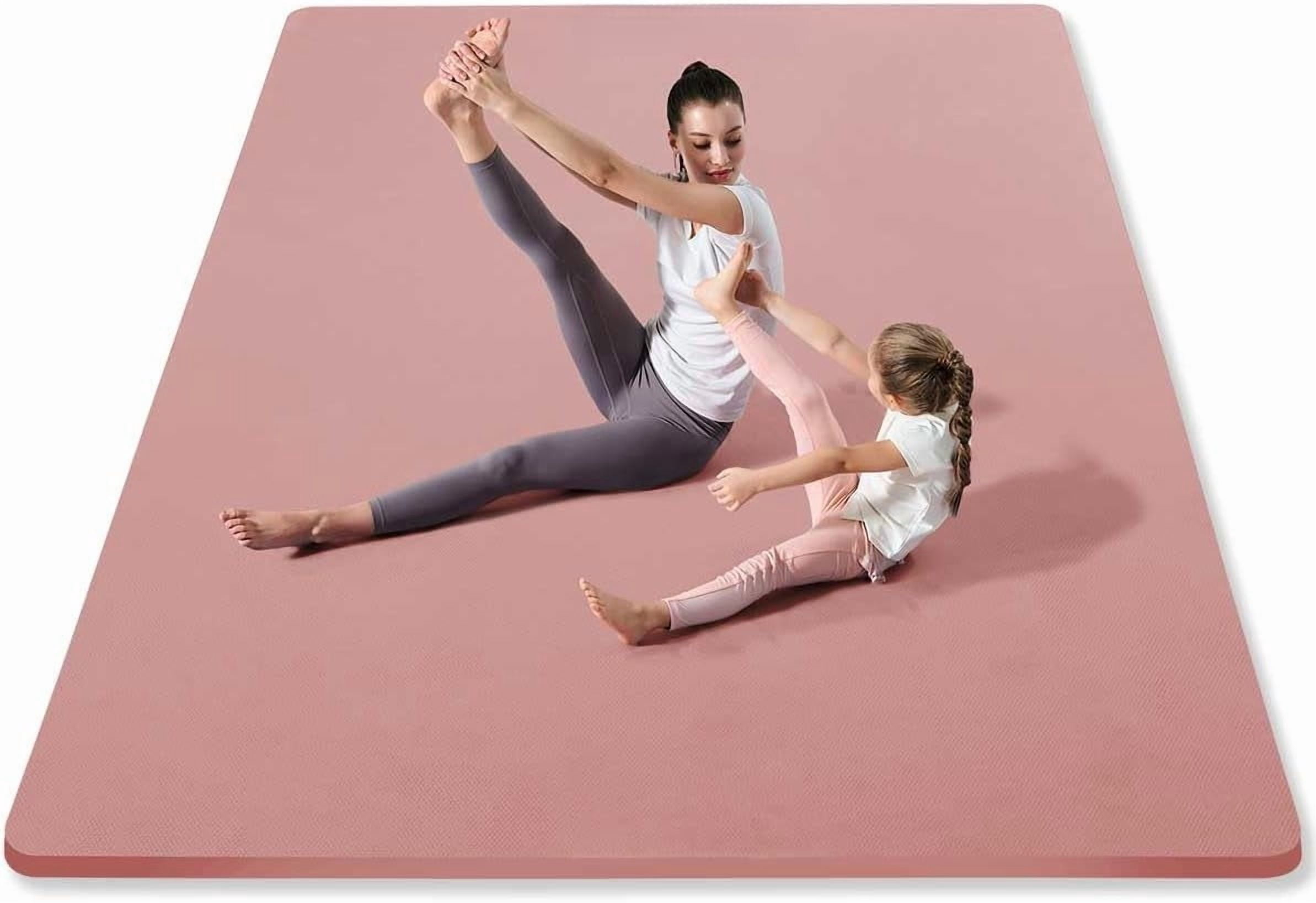 Large Yoga Mat (75 * 52 * 1/2inch),Extra Wide TPE Exercise Mat,Non-Slip Workout Mat for Pilates, Fitness, Barefoot, Home Gym Studio with Strap and Towel