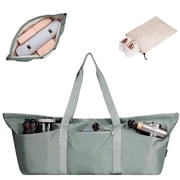 WANDF Large Yoga Mat Bag with Shoe Compartment Wet Pocket,Gym Accessory Storage Bag, Water Resistant Ladies Yoga Tote  Bag, Greenish Grey