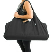 Large Yoga Mat Bag, Large Yoga Bag or Yoga Mat Carrier with Side Pocket, Fits Most Size Mats, Black