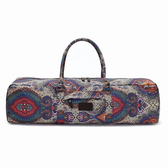 Large Yoga Mat Bag Portable Yoga Bag Gym Bag with Zipper and Pockets for women Fits Most Size Mats(Blue Paisley)