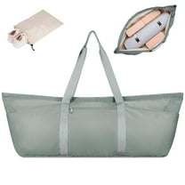 Narwey Large Yoga Mat Holder Bag with Shoes Compartment Wet Pocket Pilates Mat Carrier with Trolley Case Holder Strap for Women, Greenish Grey