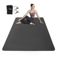 thumbnail image 1 of Large Yoga Mat for Men and Women 1/4 Inch Extra Thick All-Purpose TPE Fitness Mat, Non-Slip and Eco Friendly Exercise Mat for Yoga, Pilates, Stretching, Black and Dark Grey, 1 of 7