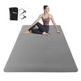thumbnail image 1 of Large Yoga Mat for Men and Women 1/4 Inch Extra Thick All-Purpose TPE Fitness Mat, Non-Slip and Eco Friendly Exercise Mat for Yoga, Pilates, Stretching, Dark Grey and Black, 1 of 7