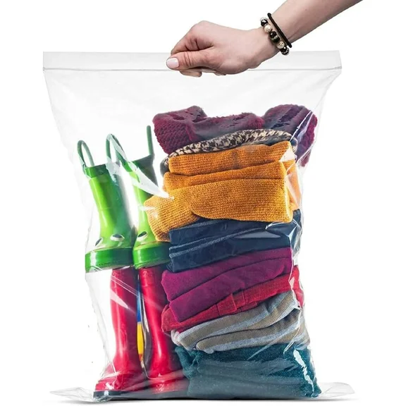 Zip and Close Storage Bags with Resealable Zipper, 16x18, 2 Mil Thick, 100 Pack