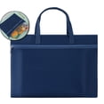 thumbnail image 1 of Large Zipper Bag with Handle, 13" X 9.3" Foldable 2 Pockets Organizer Pouch, Reusable Storage File Bag for Documents Travel Shopping, 1 of 5
