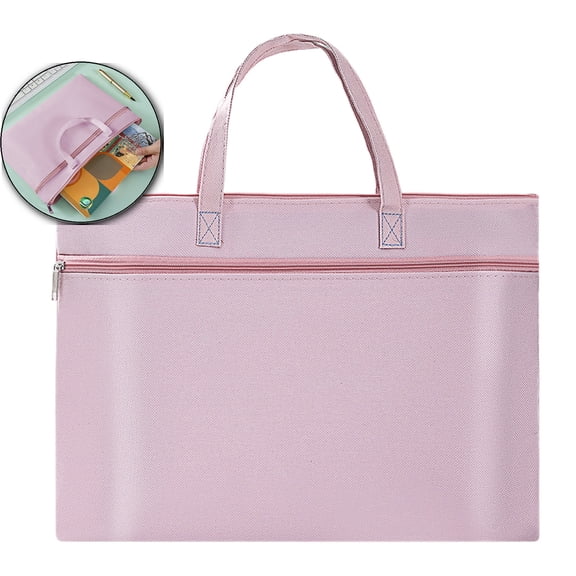Large Zipper Bag with Handle, 13" X 9.3" Foldable 2 Pockets Organizer Pouch, Reusable Storage File Bag for Documents Travel Shopping