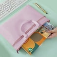 thumbnail image 1 of Large Zipper Pouch | Double Pocket Waterproof File Bag with Handle | A4 Size Foldable Document Storage for Travel & Office | Document Holder Organizer for Papers, Files, and Supplies, 1 of 6