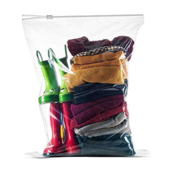Large 2 Mil Thick Zipper Storage Bags with Resealable Zipper Top, 16" x 18", 100 Pack