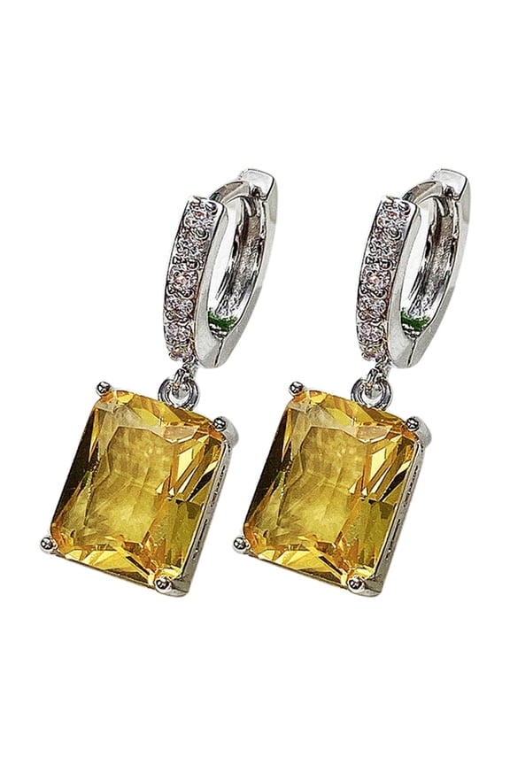 Large Zircon Dangling Earrings for Women Sparkling Cube-shaped Rhinestone Drop Earring Jewelry for Banquets Dates