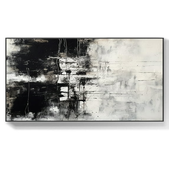Large abstract painting, original black painting, black painting, heavy texture painting, original artwork, dining room wall art,(114*229cm)45*90 Inches,Unstretched,Frameless