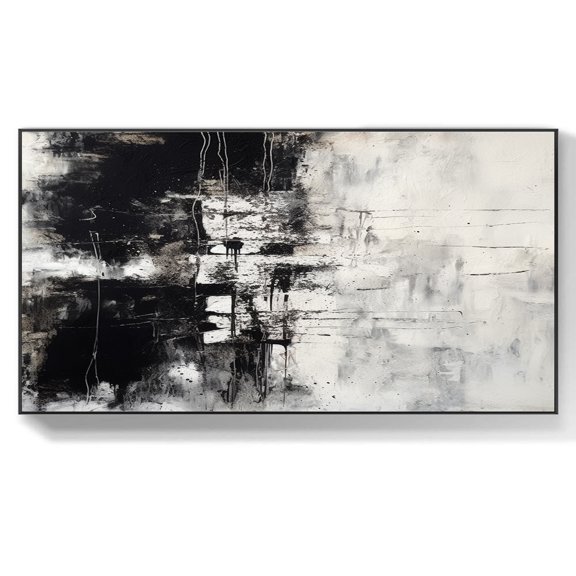 Large abstract painting, original black painting, black painting, heavy texture painting, original artwork, dining room wall art,(81*162cm)32*64 Inches,Unstretched,Frameless