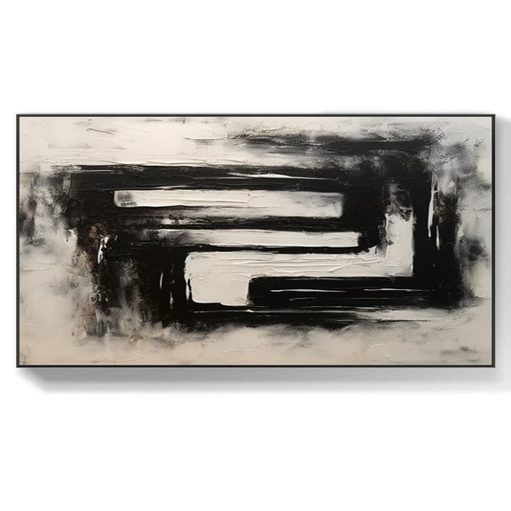 Large abstract white figurative art abstract black and white canvas art personalized custom painting wall art modern bedroom decoration,(114*229cm)45*90 Inches,Unstretched,Frameless