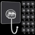 thumbnail image 1 of Large adhesive hooks, 16 pack, maximum load capacity 44 lbs, waterproof transparent hooks, self-adhesive, traceless transparent wall hooks for hanging keys, bathrobes, and towels, 1 of 7
