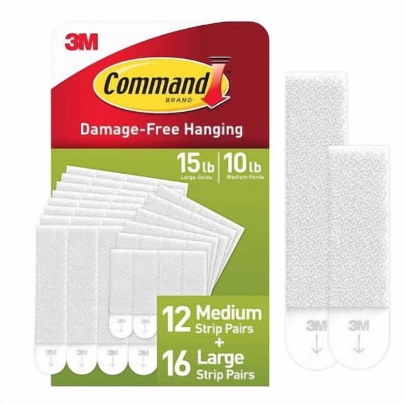 Large and Medium Damage-Free Picture Hanging Strips 28 Pairs