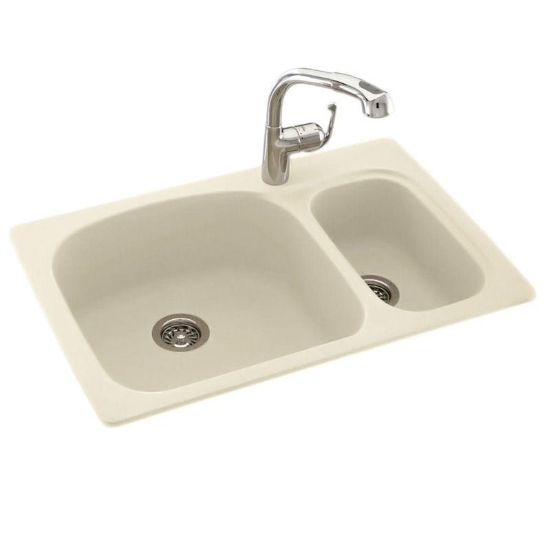 33'' Bone Matte Solid Surface Double Bowl Kitchen Sink