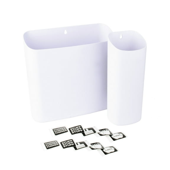 Large and Small White Lint Bin Set with Magnetic Back