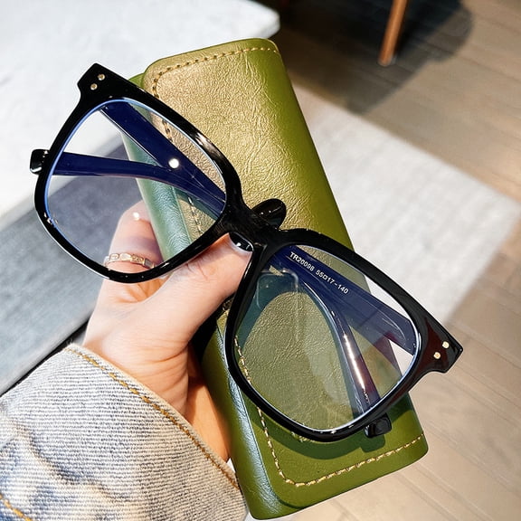 Large anti-blue light glasses frame Multi-style eyeglasses frames Computer eye protection flat lenses-Bright Black